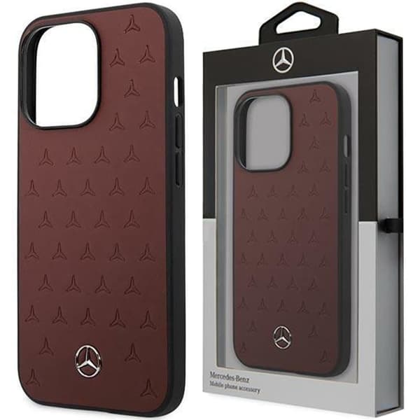 Mercedes MEHCP13MPSQRE iPhone 13 6.1 rødt/rødt hardt deksel Stjernemønster i lær
