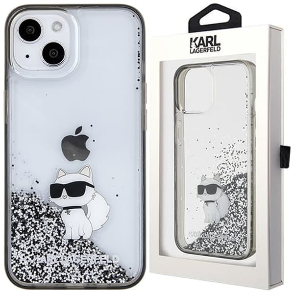Karl Lagerfeld KLHCP15SLKCNSK iPhone 15 6.1 gjennomsiktig hardt deksel Liquid Glitter Choupette