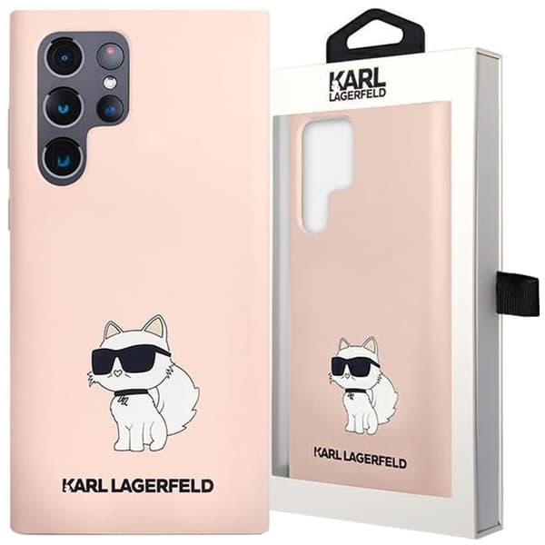 Karl Lagerfeld KLHCS23LSNCHBCP S23 Ultra S918 Hard Case - Rosa Silikon Choupette