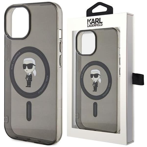 Karl Lagerfeld KLHMP15SHFCKNOK iPhone 15 6.1 svart/svart hardt deksel IML Ikonik MagSafe