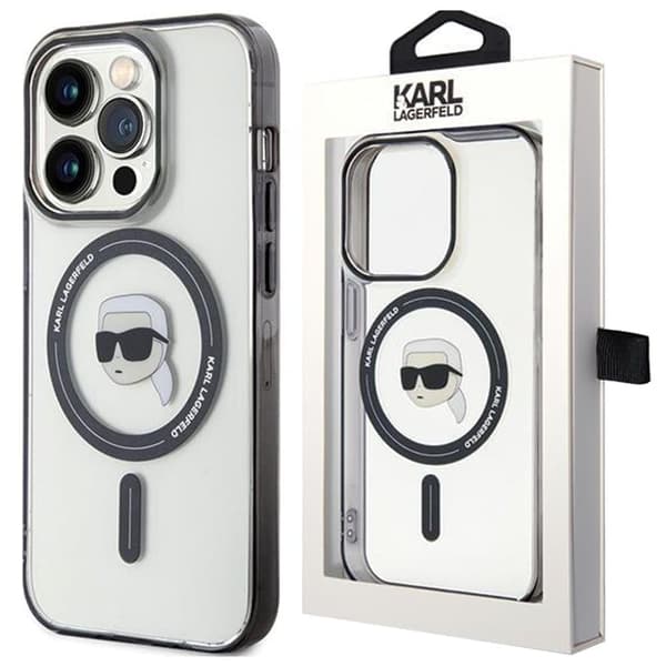Karl Lagerfeld KLHMP15XHKHNOTK iPhone 15 Pro Max 6.7 gjennomsiktig hardt deksel IML Karl`s Head MagSafe
