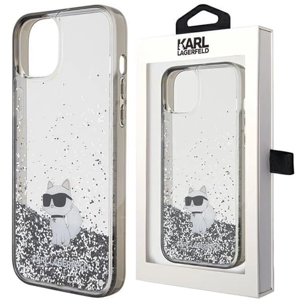 Karl Lagerfeld Liquid Glitter Choupette deksel til iPhone 11 / Xr - gjennomsiktig