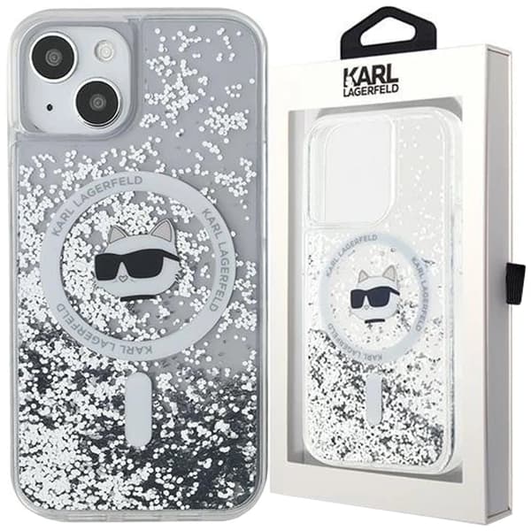 Karl Lagerfeld Liquid Glitter Choupette Head MagSafe-deksel til iPhone 13 - Gjennomsiktig