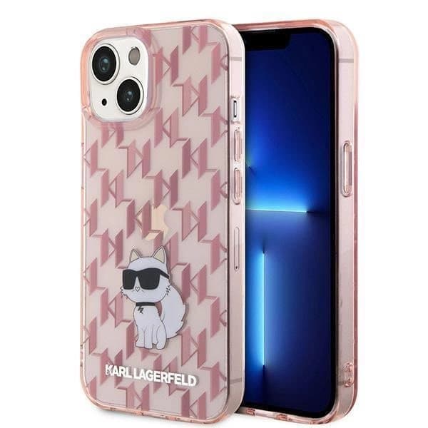 Karl Lagerfeld Monogram Choupette-deksel til iPhone 15 - Rosa