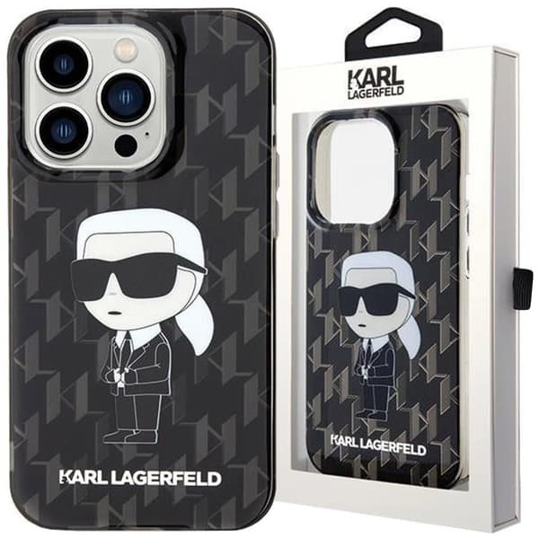 Karl Lagerfeld Monogram Ikonik Beskyttelsesveske til iPhone 15 Pro Max - Svart