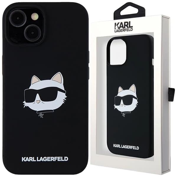 Karl Lagerfeld Silikon Choupette Head MagSafe-deksel til iPhone 15 Plus / 14 Plus - Svart