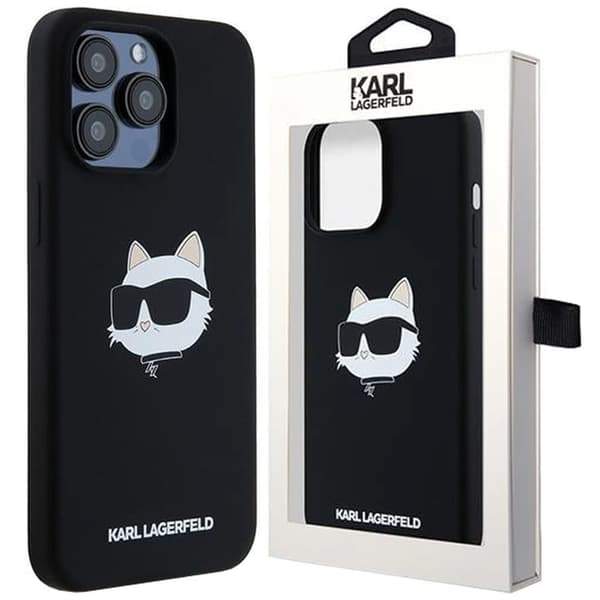 Karl Lagerfeld Silikon Choupette Head MagSafe-deksel til iPhone 15 Pro - Svart