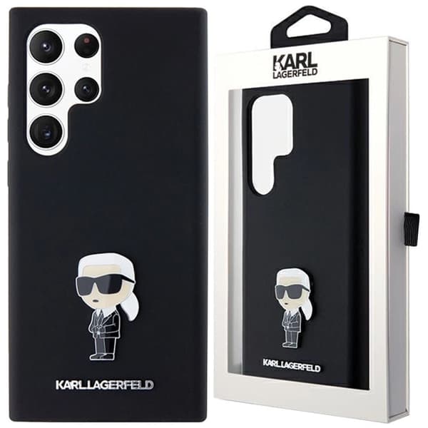 Karl Lagerfeld Silikon Ikonik Metal Pin Deksel til Samsung Galaxy S24 Ultra - Svart