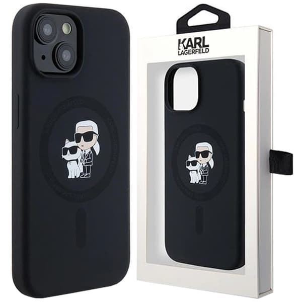 Karl Lagerfeld Silikon Karl&Choupette MagSafe Beskyttelsesveske til iPhone 15 / 14 / 13 - Svart