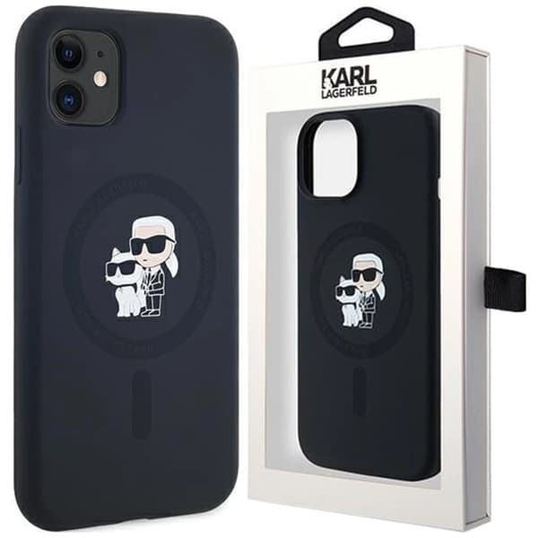 Karl Lagerfeld Silikon Karl&Choupette MagSafe-deksel til iPhone 11 / Xr - Svart