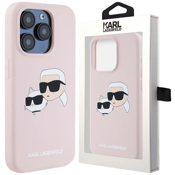 Karl Lagerfeld Silikon Karl&Choupette MagSafe-deksel til iPhone 15 Pro - rosa