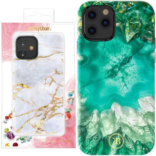 Kingxbar Agate Series stilig skalldeksel med agattrykk for iPhone 12 mini grønn