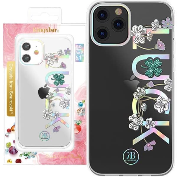 Kingxbar Lucky Series-deksel dekorert med original Swarovski Crystals iPhone 12 mini gjennomsiktig (Luck)
