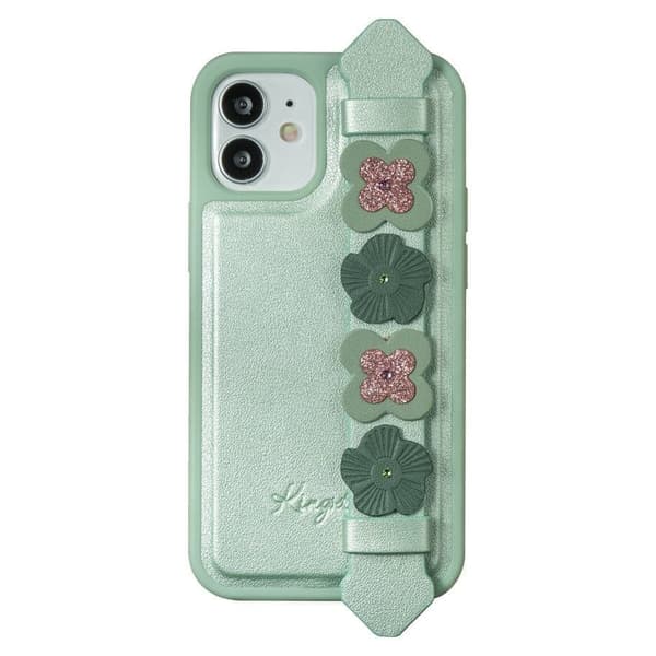 Kingxbar Sweet Series gel-deksel, dekorert med originale Swarovski-krystaller og holder for iPhone 12 Pro Max grønn