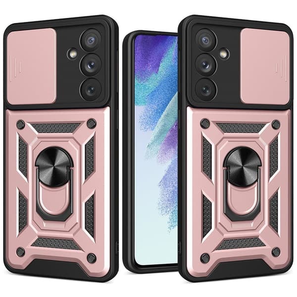 Hybrid Armor Camshield-deksel til Samsung Galaxy S23+ pansret deksel med kameradeksel rosa