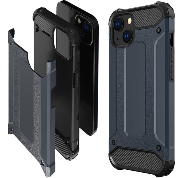Hybrid Armor iPhone 14 Plus-deksel, pansret hybriddeksel, blå