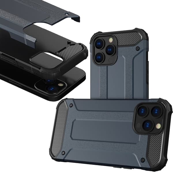 Hybrid Armour-deksel til iPhone 14 Pro Max, pansret hybriddeksel, blå