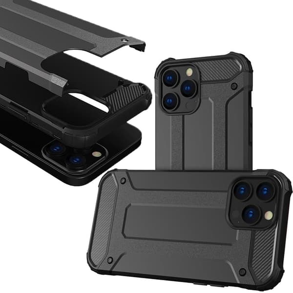 Hybrid Armor-deksel til iPhone 14 Pro Max, pansret hybriddeksel, svart