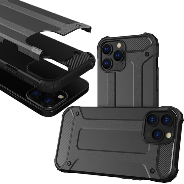 Hybrid Armor-deksel til iPhone 14 Pro Max, pansret hybriddeksel, svart
