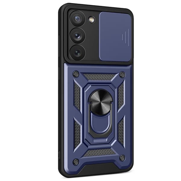 Hybrid Armor Camshield-deksel til Samsung Galaxy S23, pansret deksel med kameradeksel, blå