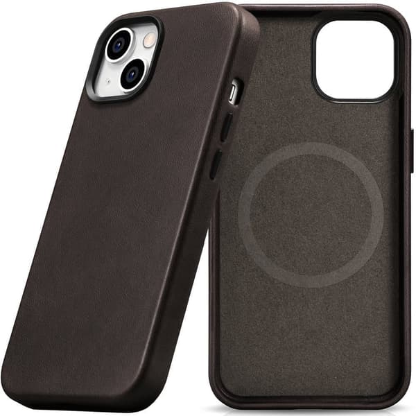 iCarer Oil Wax Premium Lærveske Magnetisk Lærveske for iPhone 14 Plus med MagSafe Brown (WMI14220703-BN)