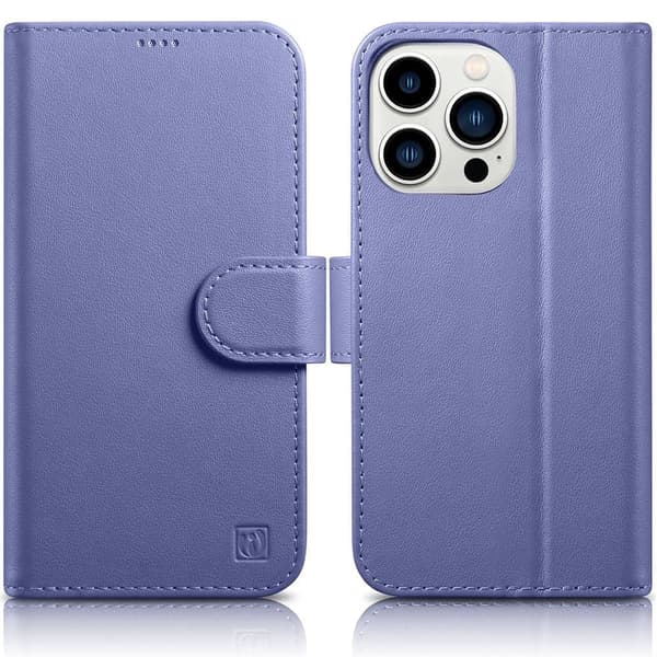 iCarer Lommebokveske 2-i-1 iPhone 14 Pro-deksel Leather Flip Cover Anti-RFID lys lilla (WMI14220726-LP)
