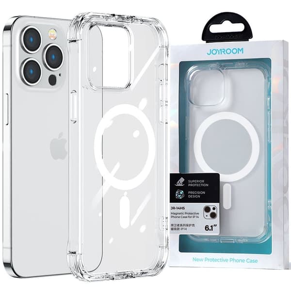 Joyroom Magnetic Defender Magnetic Case iPhone 14 Plus pansret deksel med kroker Stativ gjennomsiktig (kompatibel med MagSafe)