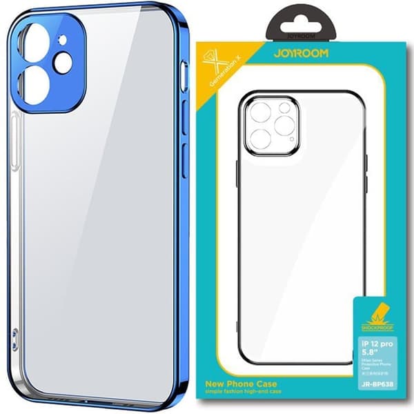 Joyroom New Beauty Series Ultratynn gjennomsiktig veske med metallramme for iPhone 12 Pro Max mørkeblå (JR-BP744)