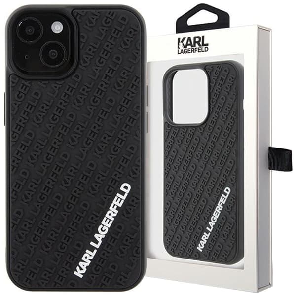 Karl Lagerfeld 3D Rubber Multi Logo Deksel til iPhone 15 Plus - Svart