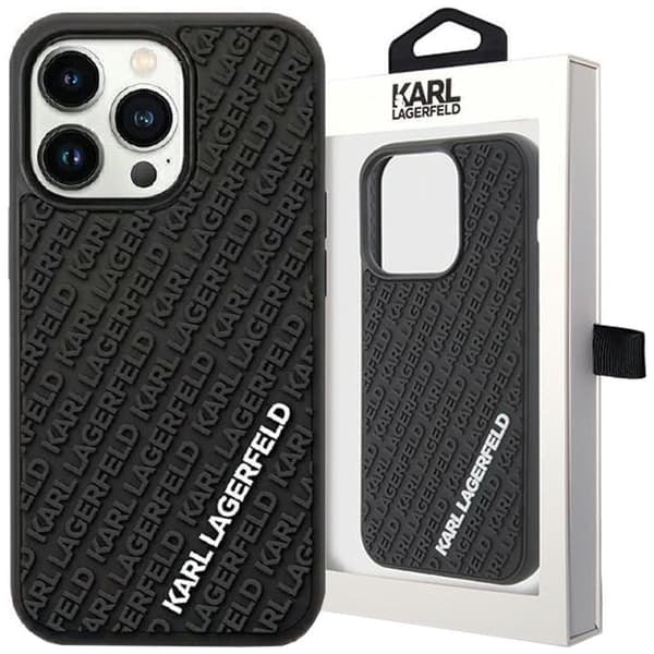 Karl Lagerfeld 3D Rubber Multi Logo beskyttelsesdeksel til iPhone 15 Pro - svart