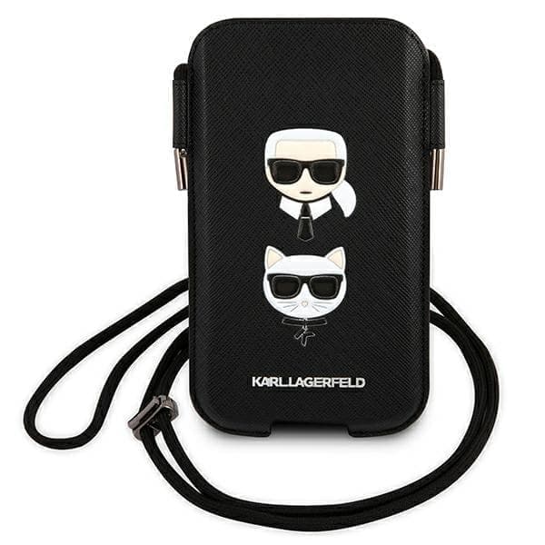 Karl Lagerfeld håndveske KLHCP12MOPHKCK 6.1 svart/svart hardt etui Saffiano Ikonik Karl&Choupette Head