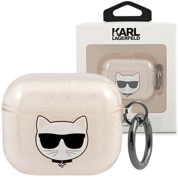 Karl Lagerfeld KLA3UCHGD AirPods 3 deksel Gull/gull Glitter Choupette