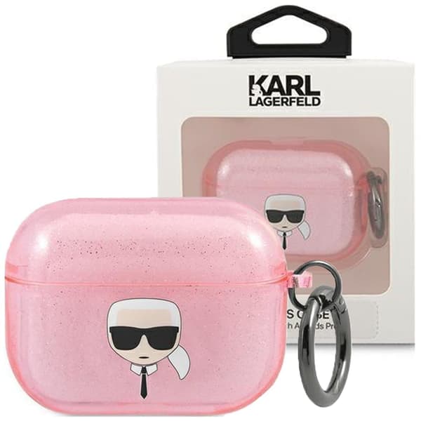 Karl Lagerfeld KLAPUKHGP AirPods Pro deksel rosa/rosa Glitter Karl`s Head