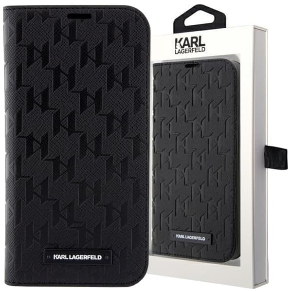Karl Lagerfeld KLBKP14XSAKLHPK Deksel til iPhone 14 Pro Max 6.7 Bokhylle - Svart Saffiano Monogram
