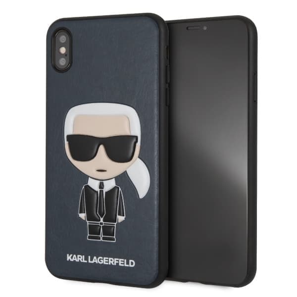Karl Lagerfeld KLHCI65IKPUBL iPhone Xs Max hardt deksel blå/blå Ikonisk Karl-preget