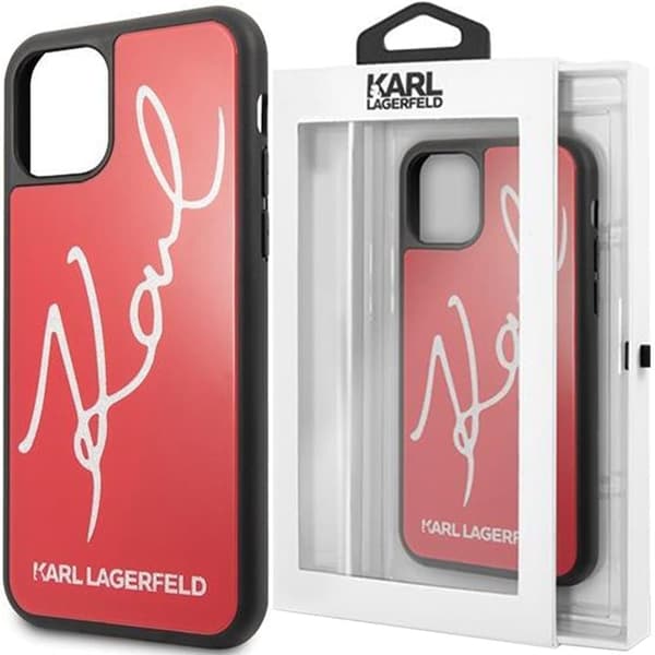 Karl Lagerfeld KLHCN58DLKSRE iPhone 11 Pro Rød/Rød Hard Deksel Signature Glitter