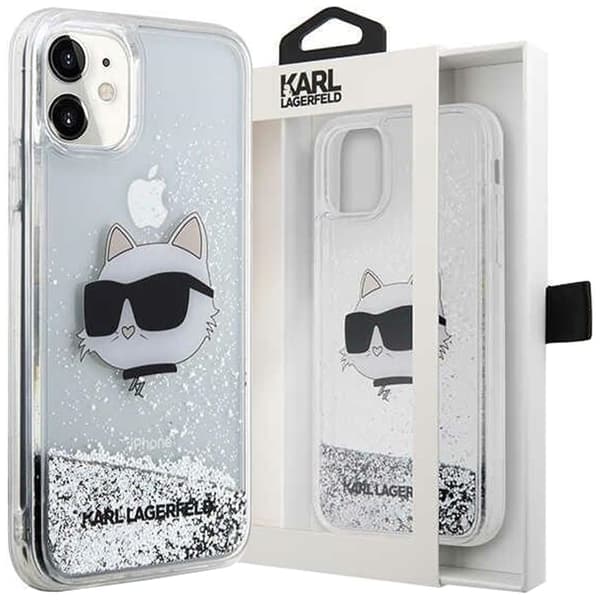 Karl Lagerfeld KLHCN61LNCHCS Deksel til iPhone 11/ XR - Sølv Glitter Choupette Head