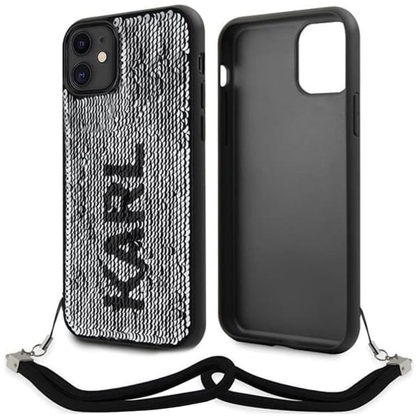 Karl Lagerfeld KLHCN61PSQRKS beskyttelsesdeksel for iPhone 11 / Xr - sølv paljettsnor