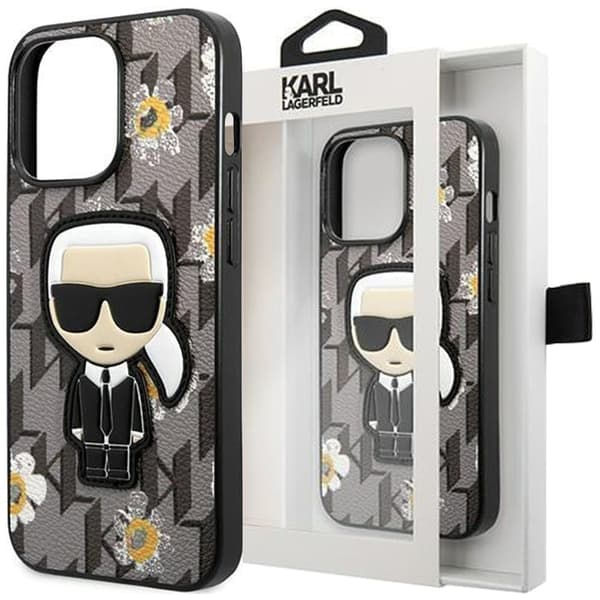 Karl Lagerfeld KLHCP13LPMNFIK1 iPhone 13 Pro / 13 6.1 grå/grå Blomst Ikonik Karl