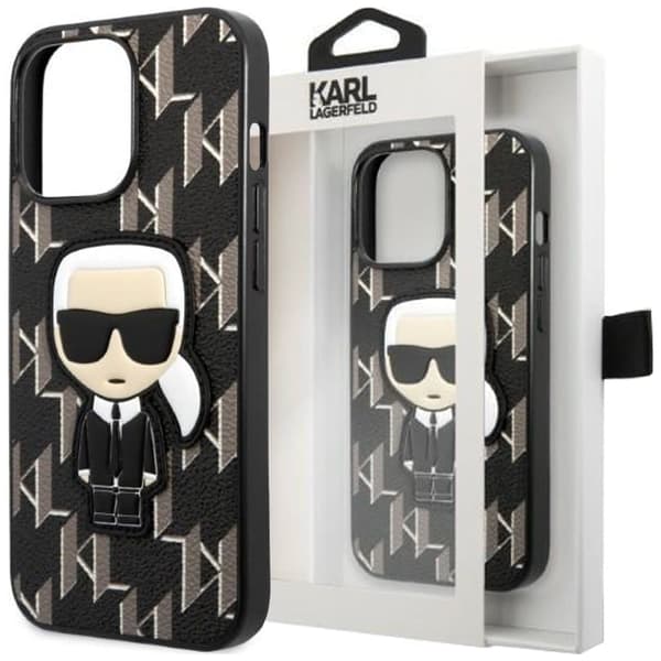 Karl Lagerfeld KLHCP13LPMNIKBK Deksel for iPhone 13 Pro / 13 Hard Deksel - Svart Monogram Ikonik Patch
