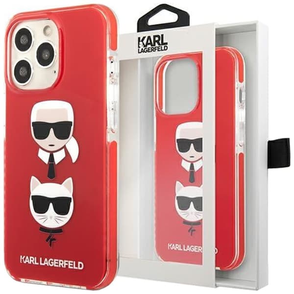 Karl Lagerfeld KLHCP13LTPE2TR iPhone 13 Pro / 13 6.1 hardt deksel rød/rød Karl&Choupette Head