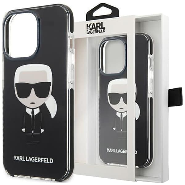 Karl Lagerfeld KLHCP13LTPEIKK iPhone 13 Pro / 13 6.1 hardt deksel svart/svart Iconik Karl