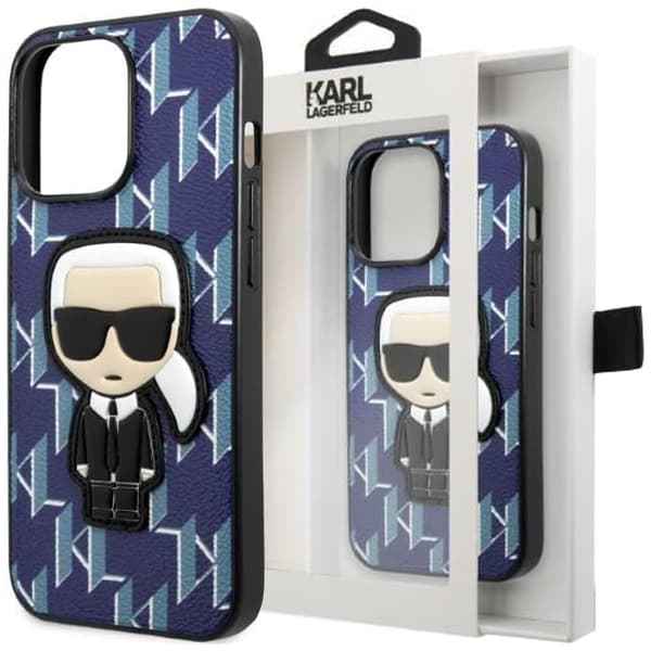 Karl Lagerfeld KLHCP13MPMNIKBL deksel til iPhone 13 hardt deksel - blå Monogram Ikonik Patch