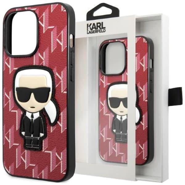Karl Lagerfeld KLHCP13MPMNIKPI Deksel til iPhone 13 Hard Deksel - Rød Monogram Ikonik Patch