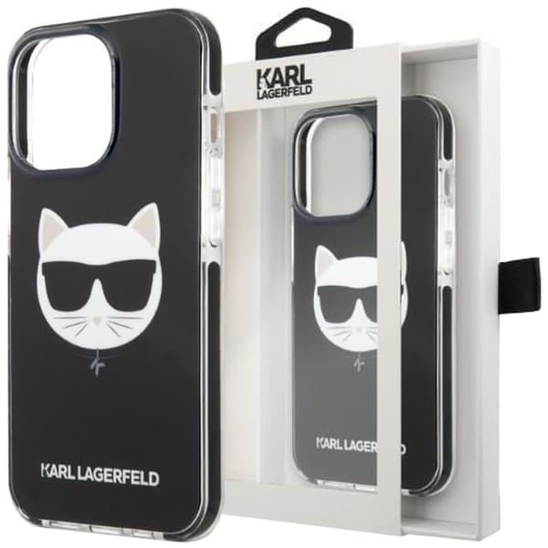 Karl Lagerfeld KLHCP13MTPECK deksel til iPhone 13 hardt deksel - svart Choupette Head