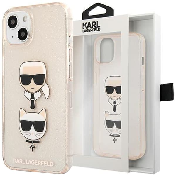 Karl Lagerfeld KLHCP13SKCTUGLGO iPhone 13 mini 5.4 gull/gull hardt etui Glitter Karl`s & Choupette