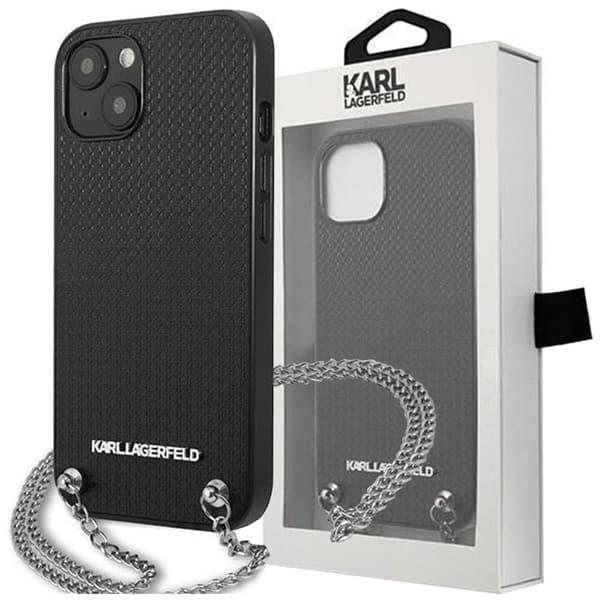 Karl Lagerfeld KLHCP13SPMK iPhone 13 mini 5.4 hardt etui svart/svart Lærtekstur og kjede