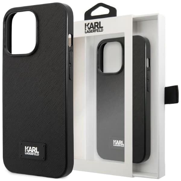Karl Lagerfeld KLHCP13XSFMP2K Deksel til iPhone 13 Pro Max Hard Deksel - Svart Saffiano Plaque