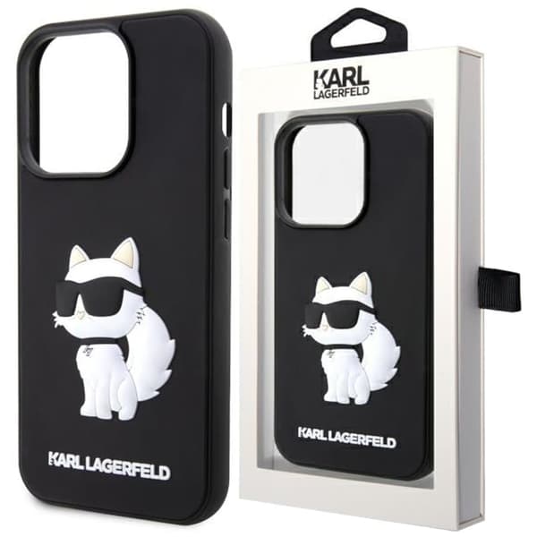 Karl Lagerfeld KLHCP14L3DRKHNK deksel til iPhone 14 Pro - svart Gummi Choupette 3D