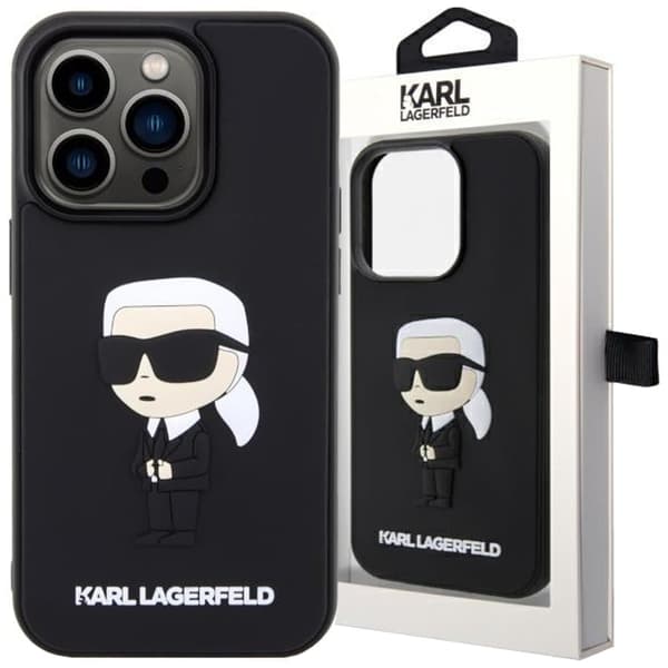 Karl Lagerfeld KLHCP14L3DRKINK deksel til iPhone 14 Pro - svart gummi Ikonik 3D